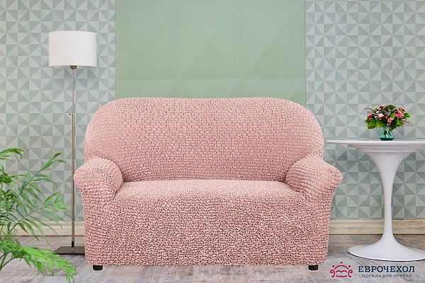 Еврочехол Чехол на 2-х местный диван Микрофибра Пепельно-розовый