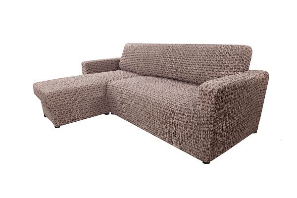 Еврочехол Чехол на угловой диван с левым выступом Сиена Сатурно коричневый